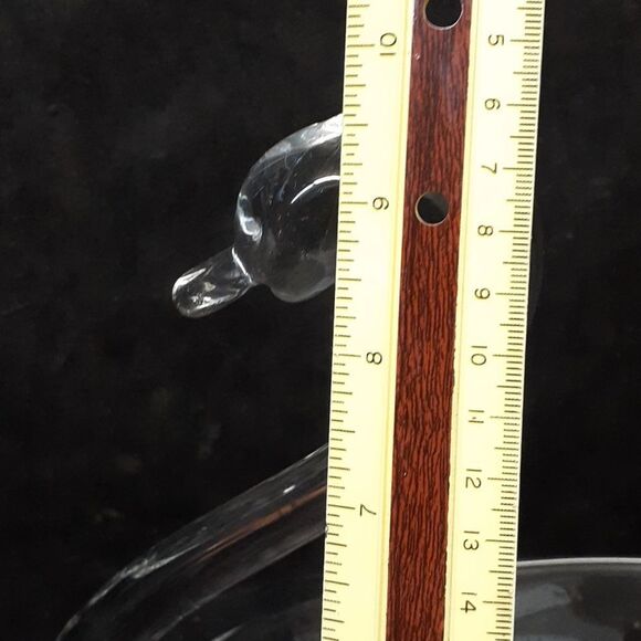 Vtg. Duncan Miller MCM clear glass Swan towel floral trinket bowl - Picture 6 of 14